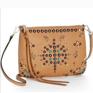 Rebecca Minkoff Ascher Boho Embellished Camel Crossbody Bag EUC